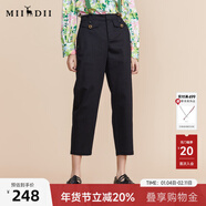 謎底MIIDII謎底2022春新款簡(jiǎn)約帥氣千鳥(niǎo)格織帶背帶褲長(cháng)褲女221MK0002 黑色 XL