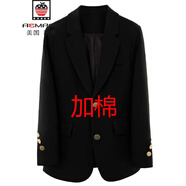 AEMAPE胖妹m時(shí)尚感炸街西裝外套女顯瘦休閑秋冬季夾棉加肥加厚西服 黑色加棉加  厚款 2XL 建議135-155斤