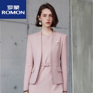 羅蒙職業(yè)連衣裙春秋時(shí)尚氣質(zhì)粉色套裝修身顯瘦無(wú)領(lǐng)西裝正裝工作服女OL 粉色西裝 S