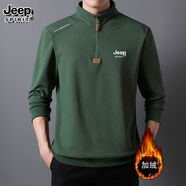 JEEP SPIRIT吉普2026春秋冬POLO衫長(cháng)袖立領(lǐng)T恤戶(hù)外上衣服打底衫運動(dòng)圓領(lǐng)百搭 【高品質(zhì)】J.P-軍綠色【加絨款】 M  90-110斤