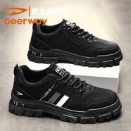 德?tīng)柣菽行?025秋冬新款工裝鞋防滑厚底運動(dòng)休閑鞋男款工作鞋潮鞋 黑色 (官方正品保證) (現貨速發(fā)) 39 (標準運動(dòng)鞋尺碼)