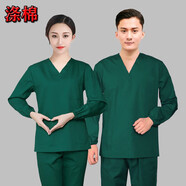 三分夢(mèng)都特大號加肥加大大碼刷手服長(cháng)袖洗手衣定制女短袖夏季手術(shù)服男醫生 綠色7XL長(cháng)袖套裝T/C混紡