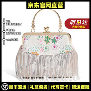 MOSPOKE輕奢品牌真皮包包女包成品中國風(fēng)旗袍包晚宴包迷你小手提包斜挎包 白色【精美禮盒+禮袋】 大【精美禮盒+禮袋】