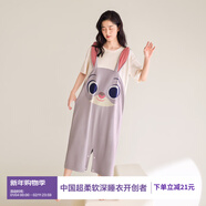 靜韻【涼感型】草莓熊可愛(ài)睡衣女夏款薄款套裝純棉短袖睡裙 【純色款】朱迪 2XL