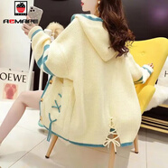 AEMAPE紅色外套女2025新款春秋季女裝運動(dòng)風(fēng)時(shí)尚懶風(fēng)毛衣開(kāi)衫 米白色  4XL _推薦180-200斤