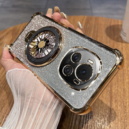 榮耀（HONOR）適配原裝華為榮耀magic6pro手機殼魔術(shù)6保護硅膠套BVL一AN00鏡頭全包16四角氣囊防摔m6透明軟por男 【閃粉-土豪金】四角氣囊送全屏膜+旋轉陀螺支架 榮耀Magic6