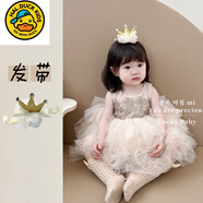 哈羅小黃鴨HAL.DUCK高端女童夏季寶寶生日周歲禮服網(wǎng)紗蓬蓬連衣裙兒童蛋糕刺繡公主裙 香檳色(+皇冠發(fā)帶) 110