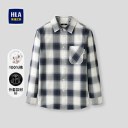 海瀾之家（HLA）長(cháng)袖襯衫男春季26新款格子外套款休閑襯衣男HNEAD1F017A 藍灰格紋17 39 170/88A 推薦127~136斤