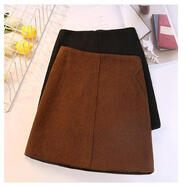 WNBR毛呢半身裙女秋冬2025新款加厚高腰顯瘦黑色a字短裙子韓版包臀裙 焦糖色 S 建議80-90斤