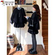 啄木鳥(niǎo)秋冬氣質(zhì)穿搭一整套韓系小個(gè)子超好看棉服外套打底衫半身裙三件裝 黑色棉服+花苞裙 XL 【顯瘦遮肚/洋氣網(wǎng)紅女神范/鹽系炸街/微胖穿搭