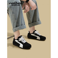 人本（RENBEN）黑色德訓鞋男2026秋冬新款薄底輕便覆古通勤運動(dòng)經(jīng)典學(xué)生板鞋 深灰【升級款】 39