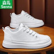 森馬（senma）男鞋運動(dòng)休閑板鞋男士2025新款防滑軟底廚房上班工作皮鞋防水男鞋 H13白色 43