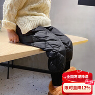 哈羅小黃鴨HAL.DUCK2025冬季新款兒童羽絨褲女童男童小童加厚寶寶外穿白鴨絨保暖垮褲 黑色 菱格 110 cm