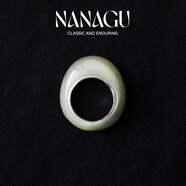 NANAGU2025新款天然寶石橢圓寬版饅頭銀飾戒指指環(huán)女款戒圈指環(huán)古風(fēng)禮物 銀色 7