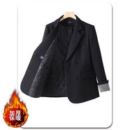 黑色西裝外套女秋冬加厚夾棉毛呢小西服韓版休閑百搭氣質(zhì)通勤外衣 夾棉黑色西裝 S S