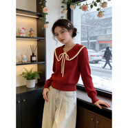 鹿王戀雪軟糯娃娃領(lǐng)紅色毛衣女秋冬季2025新款洋氣顯瘦休閑打底針織衫上衣 紅色 S 95斤以?xún)?
                                         title=