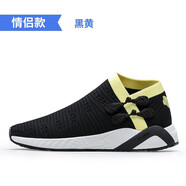 玩覓秋季新款輕便減震柔軟男女休閑鞋針織網(wǎng)面唐潮媽祖鞋子 黑黃 44