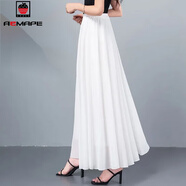 AEMAPE2026夏季新款雪紡半身裙女高腰到腳踝長(cháng)裙a字大擺裙時(shí)尚減齡顯瘦 MX-7-3012_白色雪紡裙長(cháng)87cm 均碼 _腰1尺8-2尺9體80-150斤