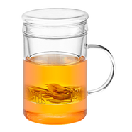 MINGSHANGDE派泰大容量耐熱玻璃杯復古茶杯水杯馬克杯咖啡杯創(chuàng)意懷舊大茶缸 凌青三件杯450ml（帶玻璃過濾）