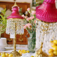 法式復古臺燈臥室臺燈歐式美式公主風(fēng)水晶流蘇vintage黃銅床頭燈 更多精美燈具盡在鰻魚(yú)島家居生活館 拉線(xiàn)開(kāi)關(guān)