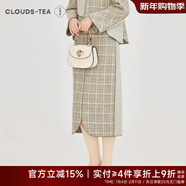 浮云堂.雅」絮因.中式改良綿羊毛呢子短外套女冬半身群毛呢套裝 斷腸（半身QUN） M