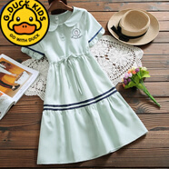 G.duck女大童連衣裙森系夏裝13少女孩12-15歲初中學(xué)生11娃娃領(lǐng)過(guò)膝裙 1873綠色 165 M【建議體重85-100斤】