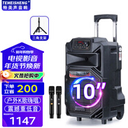 特美聲 特美聲SL08-31戶(hù)外拉桿移動(dòng)大功率K歌帶KTV美聲話(huà)筒大音量會(huì )議唱歌演出活動(dòng)主持拓展音響藍牙音箱 10寸標配+2支無(wú)線(xiàn)話(huà)筒+禮包+支架