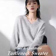 【京東直采】2026新年羊絨羊毛拉絨衫女士百搭打底毛衣無(wú)縫針織衫 V領(lǐng)-山羊灰 均碼 （90-145斤） 【3-15天發(fā)貨】