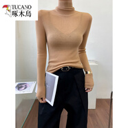 啄木鳥(niǎo)（TUCANO）紅色高領(lǐng)羊毛打底衫女秋冬內搭氣質(zhì)名媛高端上衣女神范高級感毛衣 韓國駝色 均碼 【80-150斤】彈b