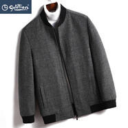 金利來(lái)（Goldlion）中年男士保暖夾克冬季毛呢戶(hù)外商務(wù)紳士立領(lǐng)格子外套時(shí)尚 SJ-M3812深灰色 5XL 200