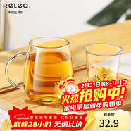 物生物（RELEA）玻璃杯泡茶杯茶水分離茶杯玻璃杯子辦公室綠茶花茶泡茶杯新年禮物 大蘑菇-500ml
