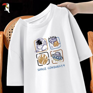 啄木鳥(niǎo)（TUCANO）純棉短袖T恤男韓版潮流寬松大碼重磅打底衫青少年學(xué)生夏天男短袖 白/宇宙探險 L （重120-130斤高165-170）