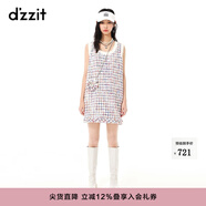DZZIT地素春夏小香風(fēng)粗花呢斜跨雙鏈條花朵裝飾連衣裙女 花色（批次2） S