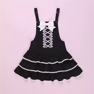 何佳功熊之原創(chuàng  )lolita古早昭和蛋糕三層裙擺背帶裙套裝公主風(fēng)清新甜美 黑色背帶裙包含蝴蝶結 XXS XS
