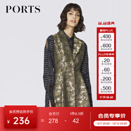 PORTS寶姿 新品女裝無(wú)袖撞色拼接中長(cháng)風(fēng)衣SA9T001GFQ026 銅繡綠 XS (2)