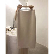 溥畔清倉秒殺大牌女裝店清倉特價(jià) 毛呢半身裙女秋冬開(kāi)叉直筒包臀裙子 杏色 S