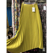 風(fēng)琴百褶半身裙女高腰簡(jiǎn)約顯瘦遮胯百搭大擺長(cháng)裙ins春夏裙半身潮 黃色 均碼 均碼