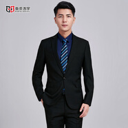 海派浩宇西裝男商務(wù)正裝西服修身職業(yè)裝伴郎服新郎結婚禮服外套小西裝上衣 黑色一扣 （上衣） 180A 【65-72kg】