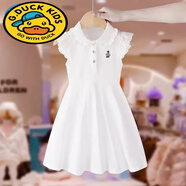 G.duck女童連衣裙夏款2024新款兒童裝小女孩白色飛袖薄款裙子純棉公主裙 白色 飛袖白色連衣裙 110 高品質(zhì)