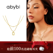 abyb charming「禮盒裝」mini藝術(shù)框項鏈女輕奢雙層疊戴鎖骨鏈小眾百搭通勤飾品 mini藝術(shù)框 金色【雙鏈】