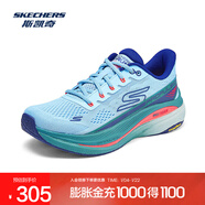 斯凱奇（Skechers）跑步鞋女秋季新品專(zhuān)業(yè)女款輕質(zhì)減震針織耐磨防滑時(shí)尚128901 淺藍色/海軍藍色/LBNV 37
