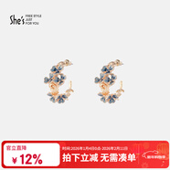She's茜子飾品手工滴油輕奢時(shí)尚耳飾梵高鳶尾花朵耳釘女新年禮物送女友