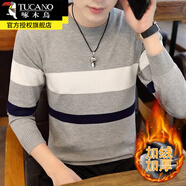 啄木鳥(niǎo)圓領(lǐng)毛衣男士秋冬季長(cháng)袖針織衫線(xiàn)衣線(xiàn)衫毛衫打底衫男裝保暖衣服 10822/992灰色加絨 M