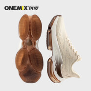 玩覓（ONEMIX）火鳳凰氣墊鞋男女運動(dòng)鞋情侶跑鞋透氣紅色本命年跑步鞋 象牙白男女款） 35