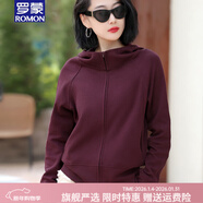羅蒙品牌大碼連帽衛衣女春秋新款薄款立領(lǐng)長(cháng)袖拉鏈開(kāi)衫百搭顯瘦小外套 紫色【春秋款】【尺碼偏小建議拍 M 建議80-95斤