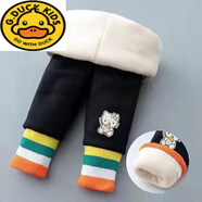 G.duck女童加絨加厚棉褲子外穿秋冬款兒童寶寶打底褲三層小童保暖冬季款 繡花貓咪黃綠 冬款三層加厚 80 身高65-75