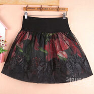 顯瘦蕾絲短裙女春秋a字歐根紗裙半身裙蓬蓬裙子大碼高腰打底裙褲 紅花M款防走光短褲內襯 均碼 M11碼適合腰圍1尺9到2尺1