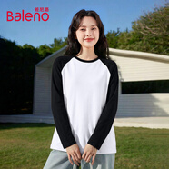 班尼路（Baleno）撞色插肩袖長(cháng)袖T恤女2026春秋款美式復古寬松休閑學(xué)院風(fēng)百搭上衣