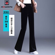 AEMAPE金絲絨顯瘦喇叭褲女秋冬2025新款高腰加絨加厚休閑褲女百搭褲子 黑色   常規 2XL 125-135斤
