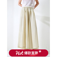 Hello Kitty女童裙褲2025夏裝新款兒童寬松闊腿褲大童九分山本褲夏季防蚊褲 芽麥色 130 cm